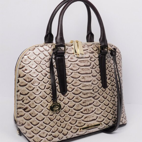 Brahmin Vivian Pearl Dogwood Genuine Leather Dome Handbag (9125) - Picture 2 of 6